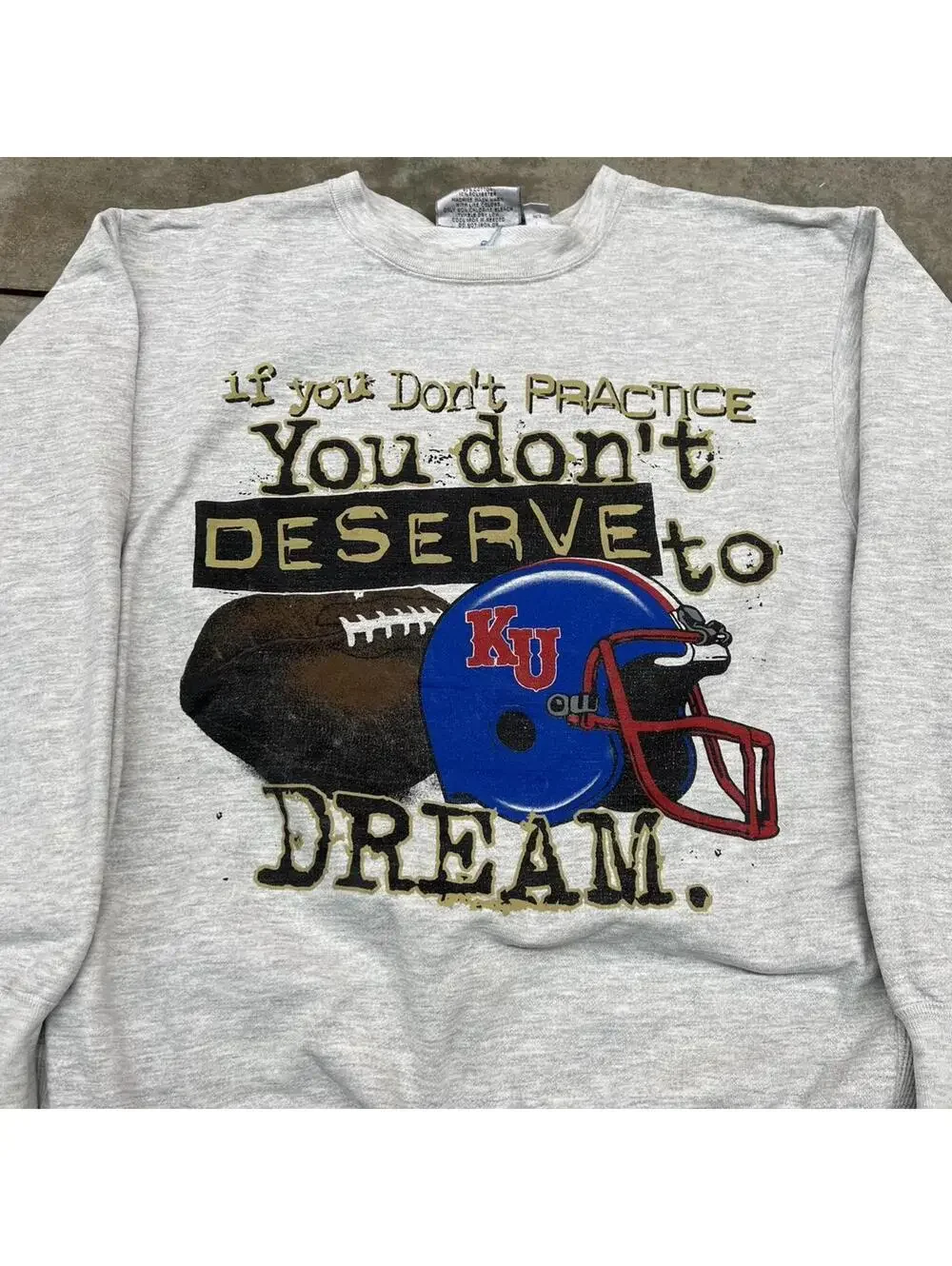 vintage you dont deserve to dream kansas university jayhawks collegiate crewneck